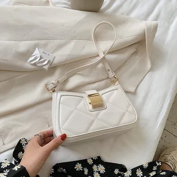 

New Luxury Female Shoulder Handbags Small PU Leather Armpit Bag for Women Casual Solid Color Ladies' Travel Crossbody Flap Bags