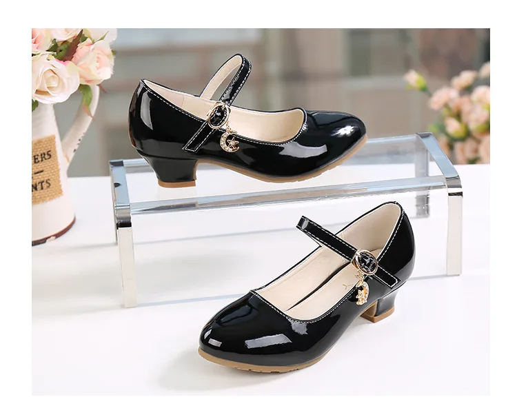 Children Girls Leather Shoes White Princess High Heel Shoes For Kids Girls Performance Dress Student Show Dance Sandals 26-41 best leather shoes