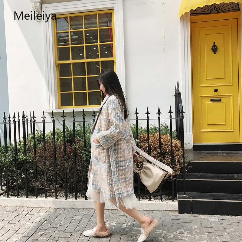 Meileiya, шерстяное пальто, Женское пальто, верхняя одежда, зимняя одежда, модная теплая шерстяная смесь, женское элегантное двубортное пальто