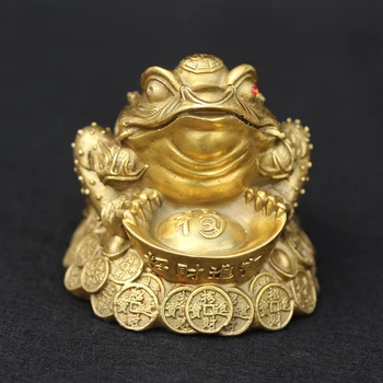 

Silver ingot Gold Toad Fu word golden Toad wong Choy Home Office feng shui crafts Copper Ornaments