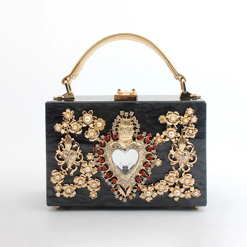 YUKILOCC Womens Clutch Purse Diamond Heart-shaped Evening Shoulder Messenger Bag
