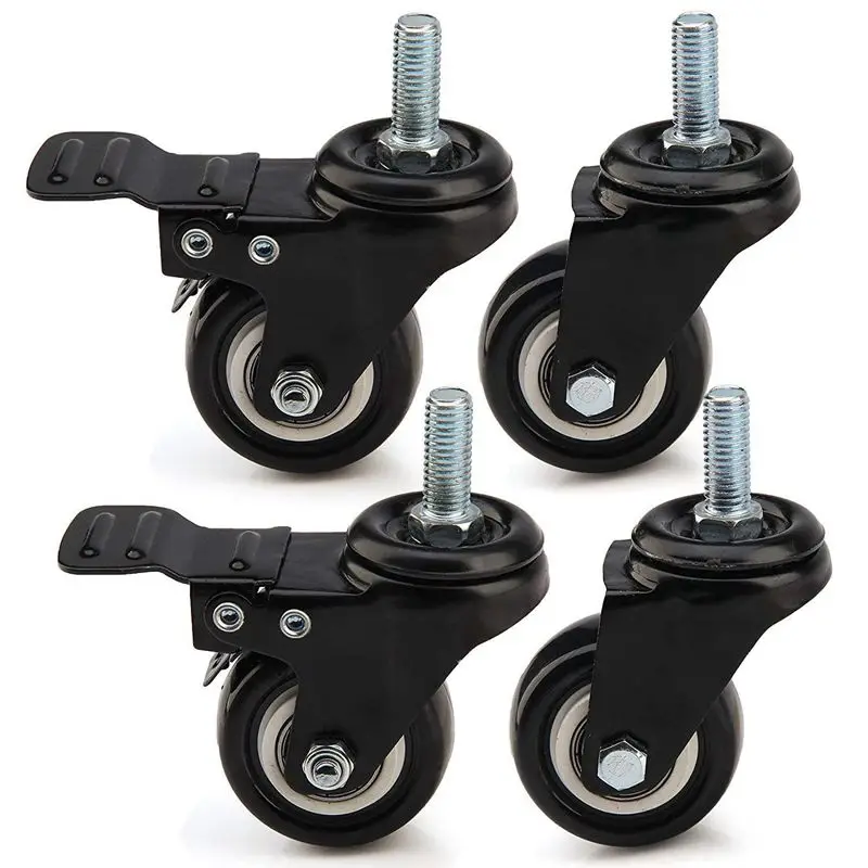 

TOP!-4 x Heavy Duty 50mm PU Swivel Castor Wheels Trolley Furniture Caster
