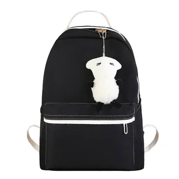 

Casual Backpack Female Nylon Waterproof Solid Color Student Back Pack Classic Literary Backpacks Large Capacity Travel Bag Pack