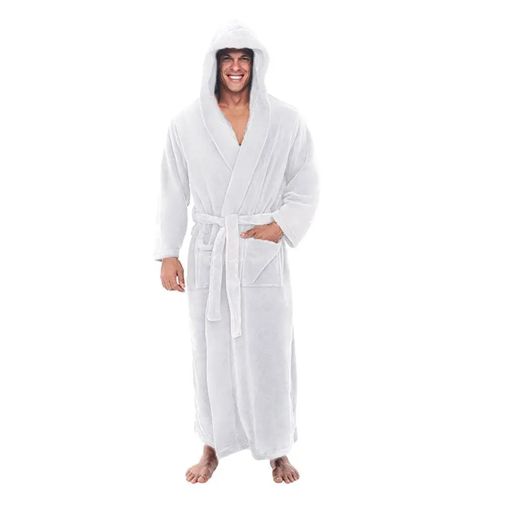 Мужская зимняя плюшевая удлиненная шаль, халат, домашняя одежда, халат с длинными рукавами, пальто, мужской халат, albornoz hombre, меховой Халат