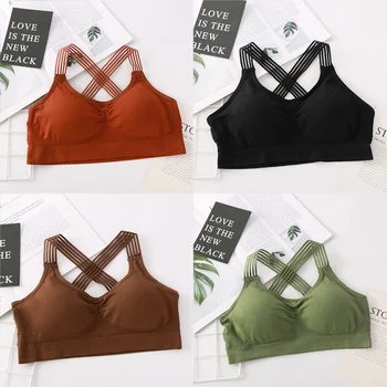 

Girl Girl Cross Beauty Back Gathered Wrapped Chest Sports Sexy Underwear Lace Double Shoulder Strap Bra Underwear