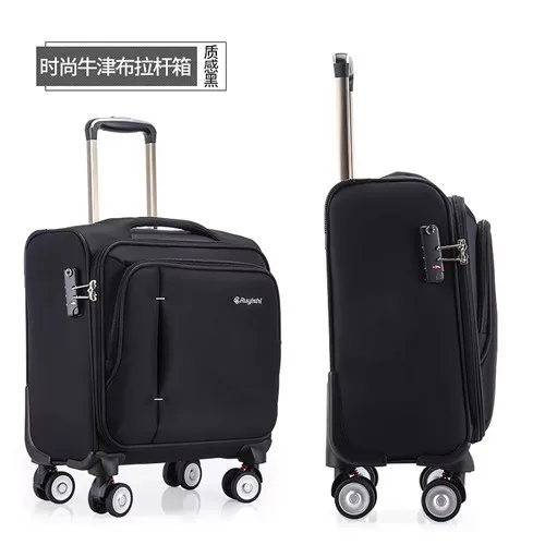 KLQDZMS чемодан на колесиках для путешествий 18 дюймов для мужчин пансион 24 дюймов Дорожный чемодан Оксфорд прокатки багажа - Цвет: black-2