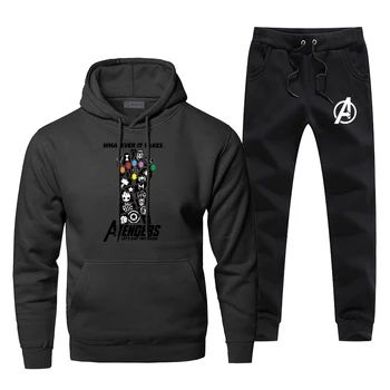 

Marvel Avengers Iron Man Hoodies Tony Stark Sweatshirt Infinity Gauntlet Hoodies+pants Two Piece Sets Men Streetwear Sportswear