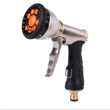 

Electroplating Multi-Function High Pressure Water Gun 9 Function Front Trigger Water Gun Metal Gold Car Washing Water Gun