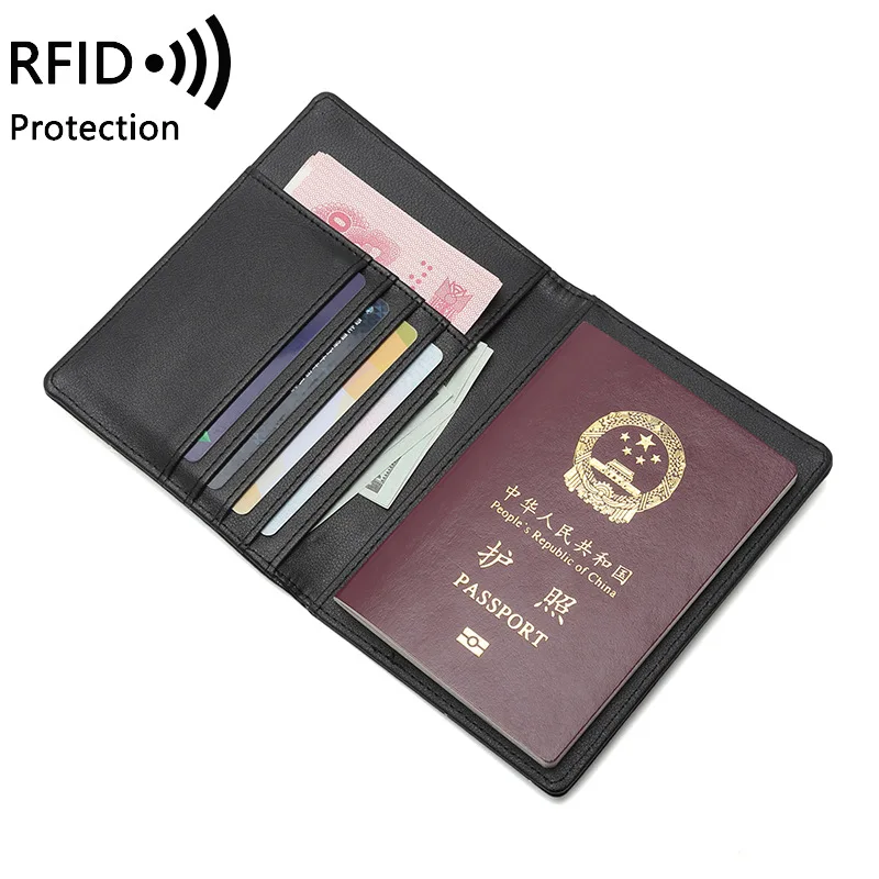 Модные чехлы-бумажники с защитой от RFID для паспорта, держатель для ID, аксессуары для путешествий, женские и мужские банковские кредитные карты, деловой чехол из искусственной кожи чехол