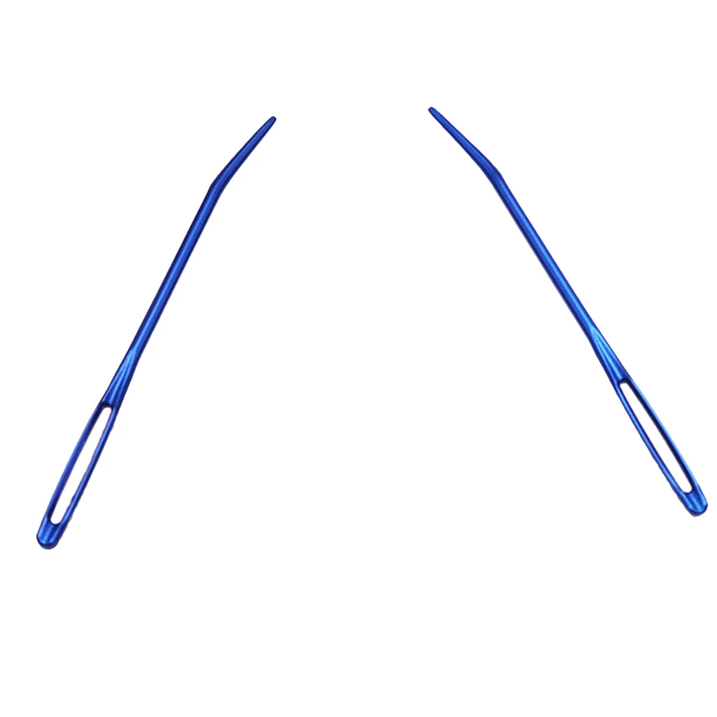 2 Pieces Aluminium Large-eye Bent Tip Tapestry Darning Needle DIY Knitting Craft Apparel Sewing Random Color