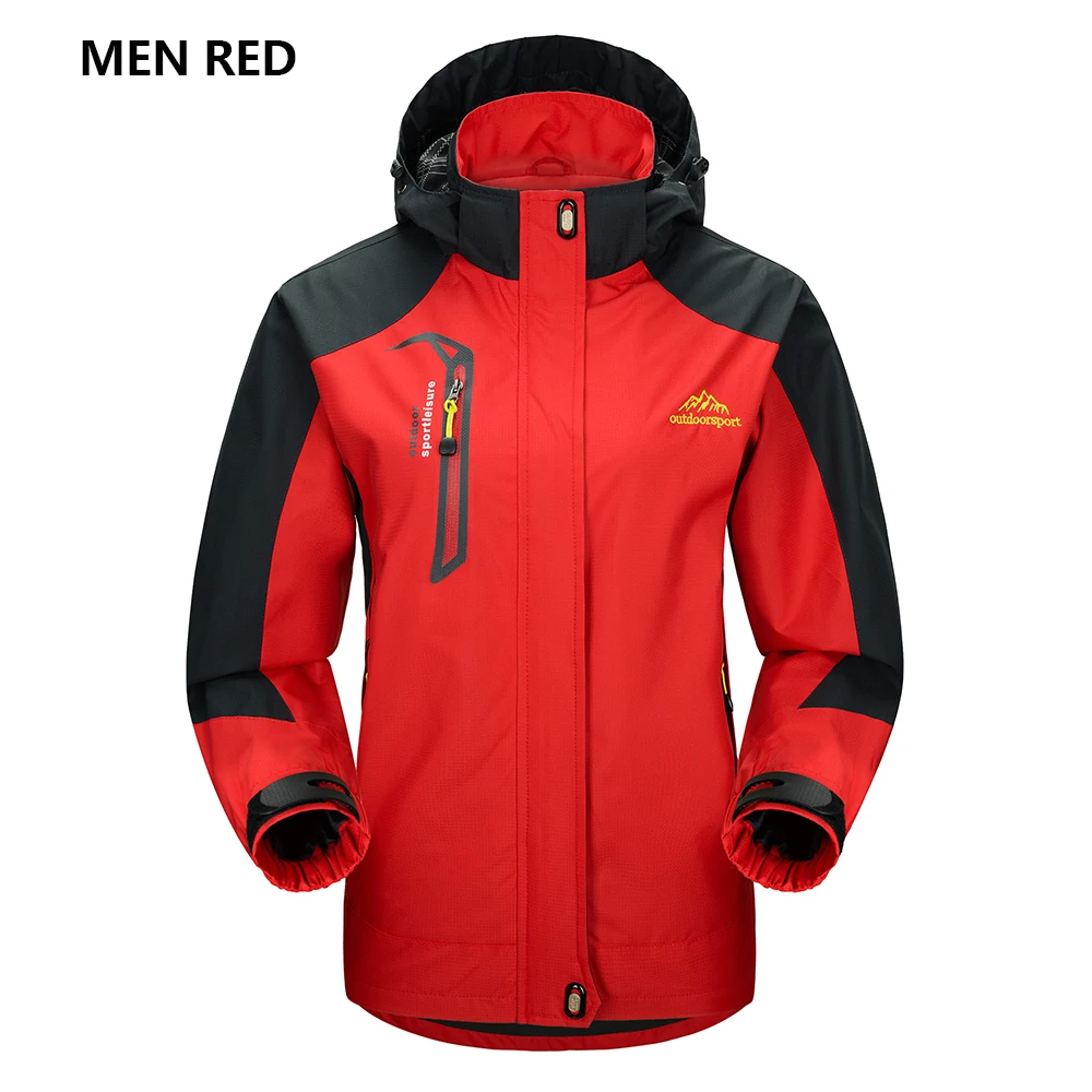 Facecozy для мужчин и женщин, зимняя уличная Водонепроницаемая походная куртка, спортивная куртка для альпинизма, треккинга с капюшоном, одежда для кемпинга, охоты, куртки для рыбалки - Цвет: Men Big Red