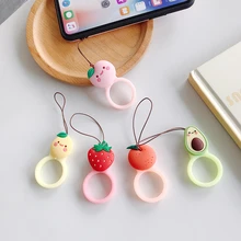 Милый фруктовый палец кольца ремешок для мобильного телефона силиконовый чехол для телефона брелок аксессуары в категории «шнурки» для Airpods подвесной орнамент