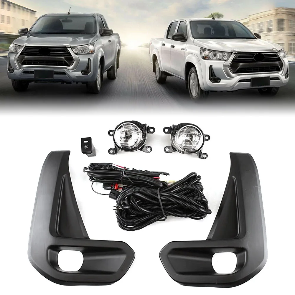 1Pair Car Front Bumper Fog Lamp Driving Light Set with Cable Bezel For