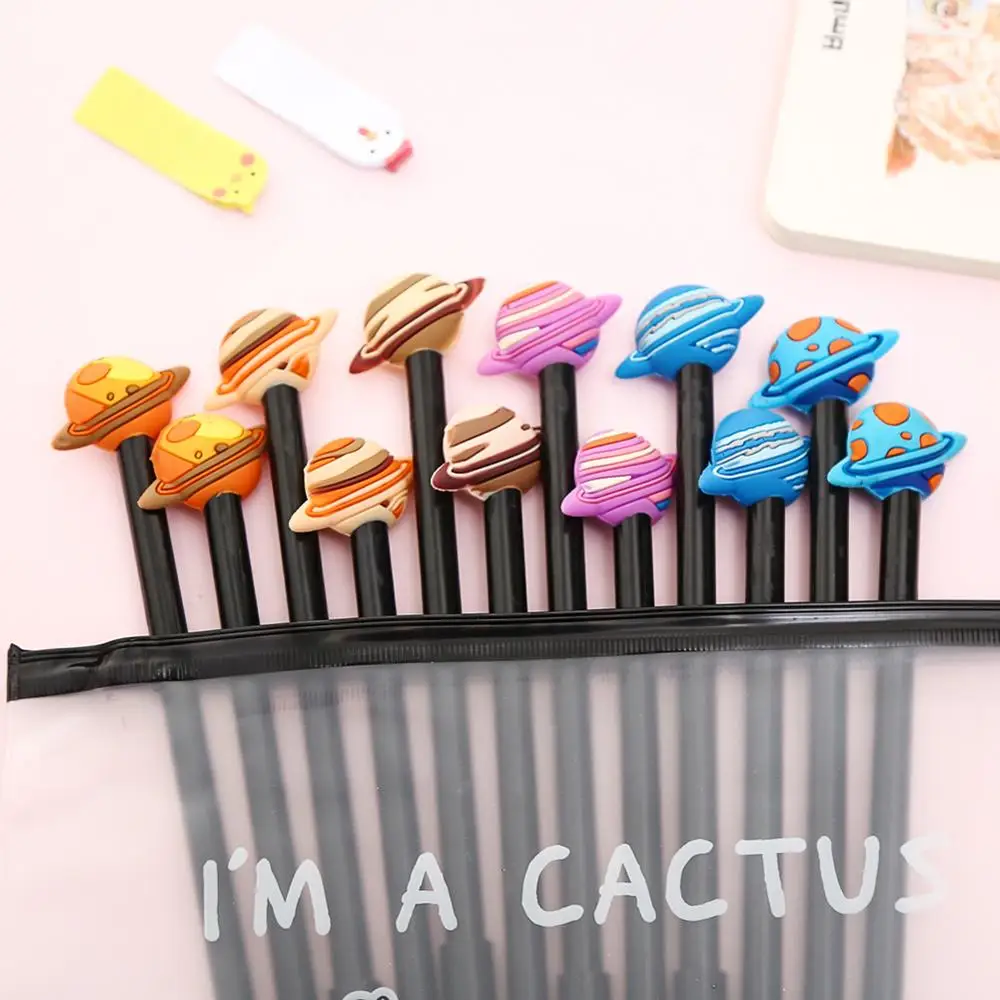 

12pcs Creative Kawaii Planet Gel Pen Novelty Cute Stationary Thing Cool Kawai School Supply Material Office Accessory Stationery