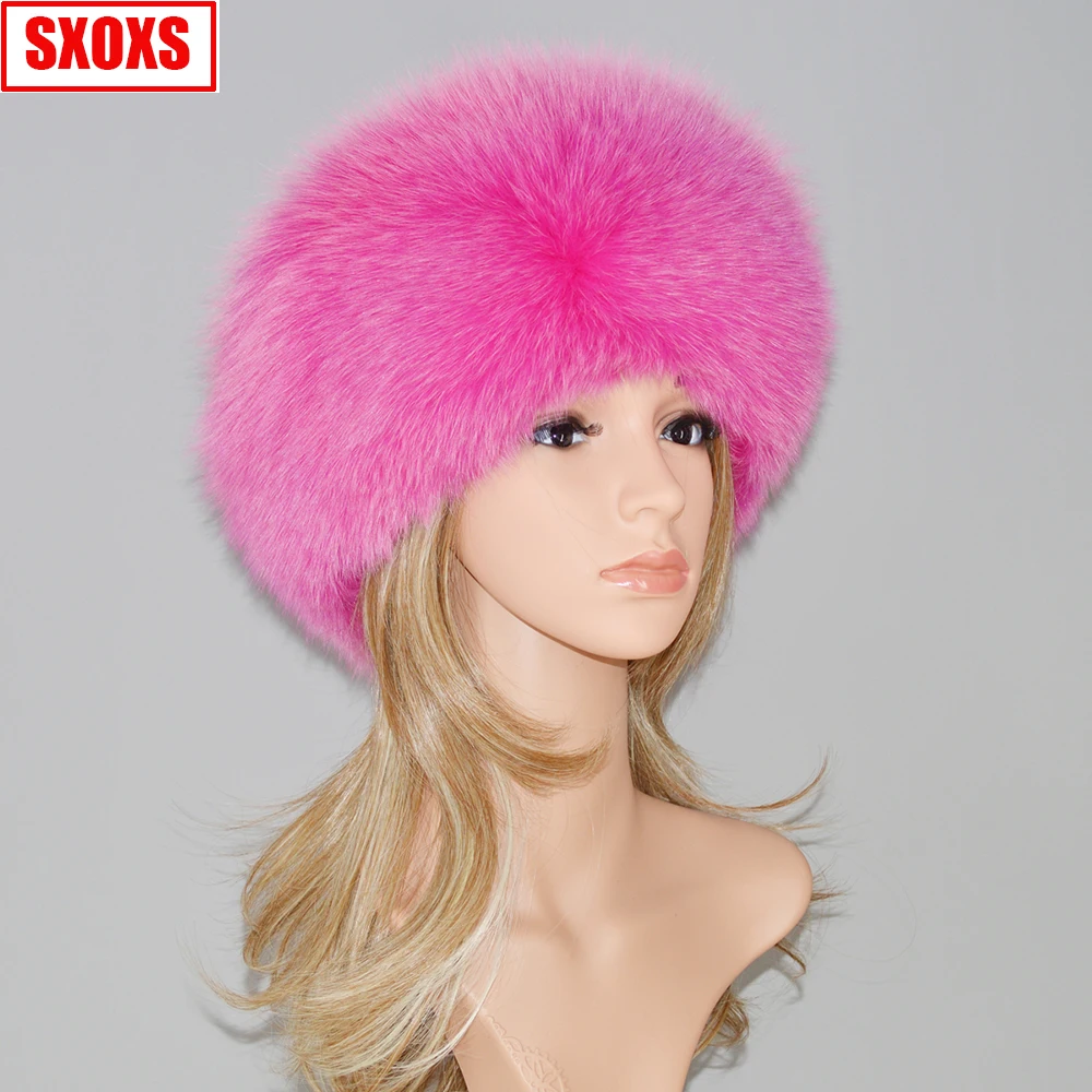 2019 New Ladies Fox Fur Hat Russia 100% Pure Natural Hats Female Models High Quality Real Pilot |