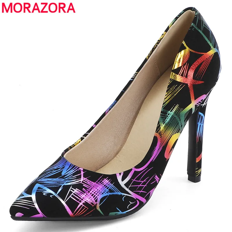 

MORAZORA 2020 New fashion basic ladies pumps square high heels solid color black beige spring summer party wedding shoes women