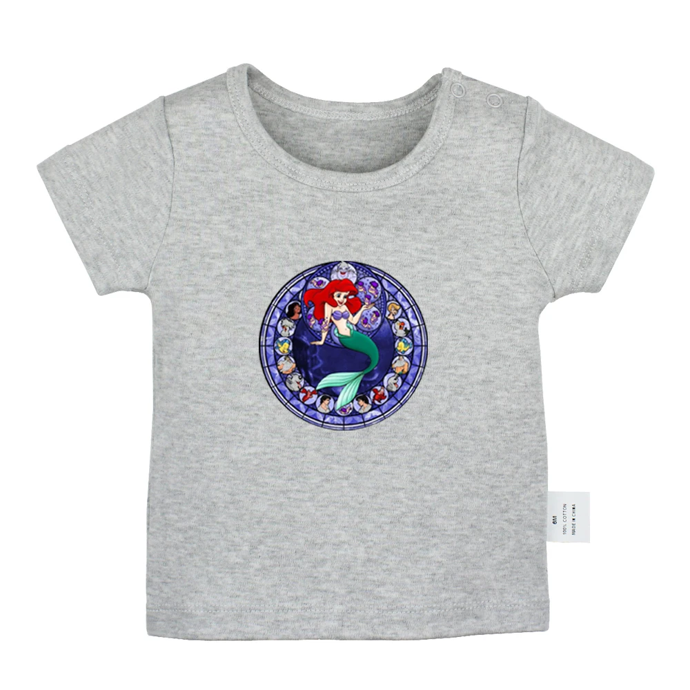 Милые дизайнерские футболки для новорожденных с рисунком маленькая принцесса-Русалочка Ариэль однотонные футболки с короткими рукавами для малышей - Цвет: JbBabyYG189D