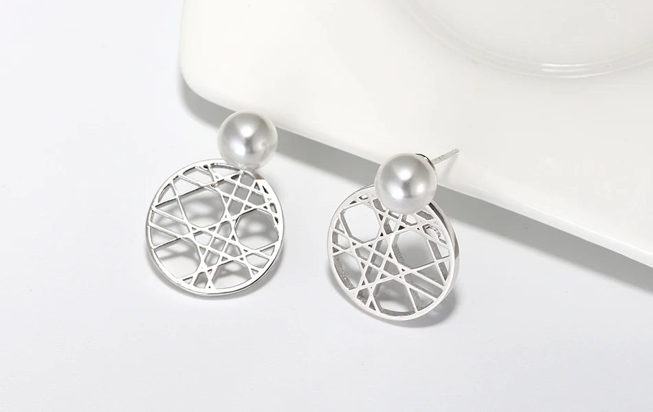 ORSA JEWELS Настоящее серебро 925 пробы Женские Имитация жемчуга круглые серьги неправильные полые модные серьги ювелирные изделия SE159
