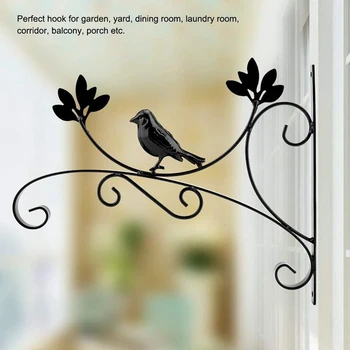 

Balcony Porch Plant Flower Pot Iron Holder Wall-Mounted Hanging Plants Hanger for Wind Chime Lantern Bird Feeder Garden Decor