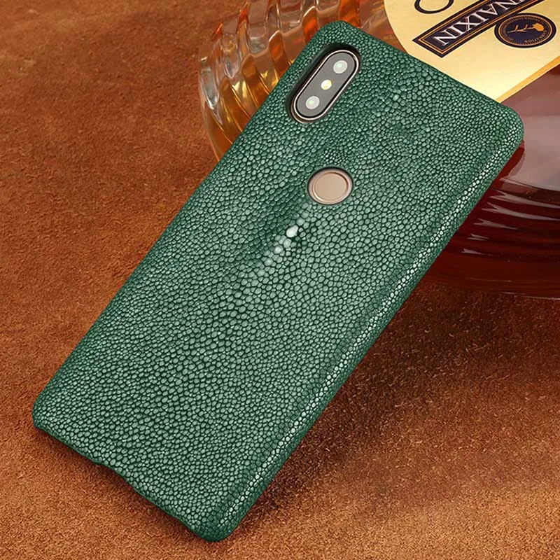Green Чехол для телефона для Xiao mi Red mi 7A mi 8 9se 9T A1 A2 A3 lite Max 2 mi x 2s 3 poco F1 натуральный жемчуг рыбья кожа Note 4 4X 4A 5 6 7 Pro - Color: Green