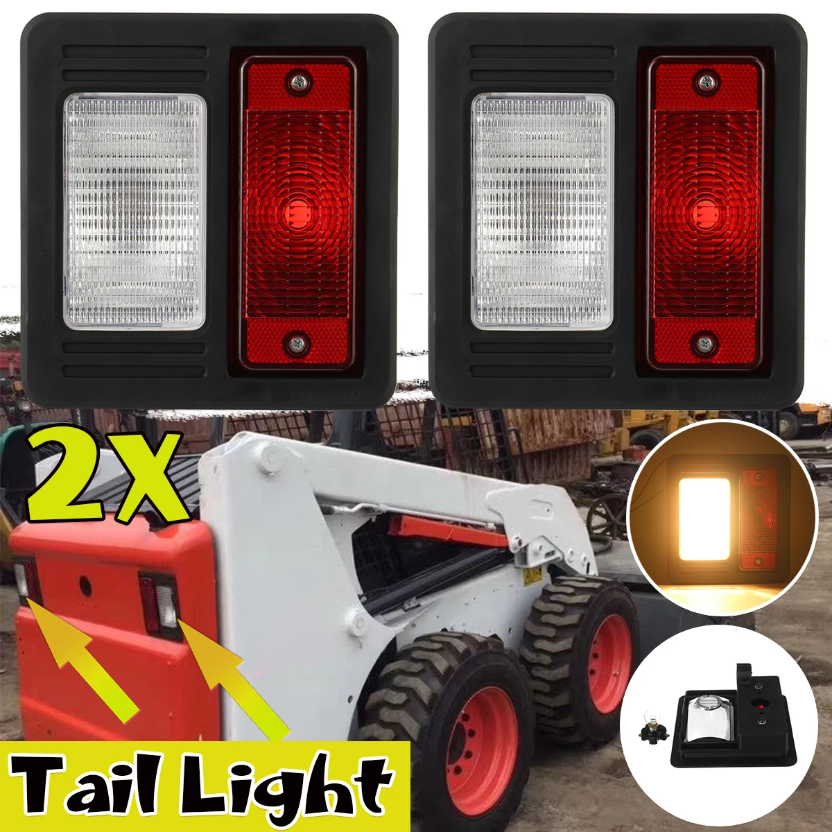 

1/2pcs LED Tail Light Assembly Turn Signal Rear Light Lamp Indicator Amber Reverse Taillight Loader for Bobcat 763 Skid Steer