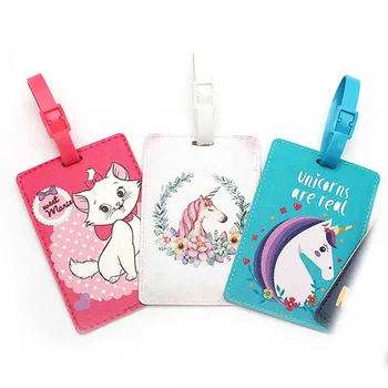 

Cute Unicorn & Cat Luggage Tag Women Travel Accessories PU Suitcase ID Address Holder Baggage Boarding Tag Portable Label