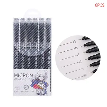 

6PCS Black Micron Pen Hook Liner Neelde Sketch Markers Drawing Waterproof Painting 005 01 02 03 04 05 08 1.0 2.0 3.0 Brush Art