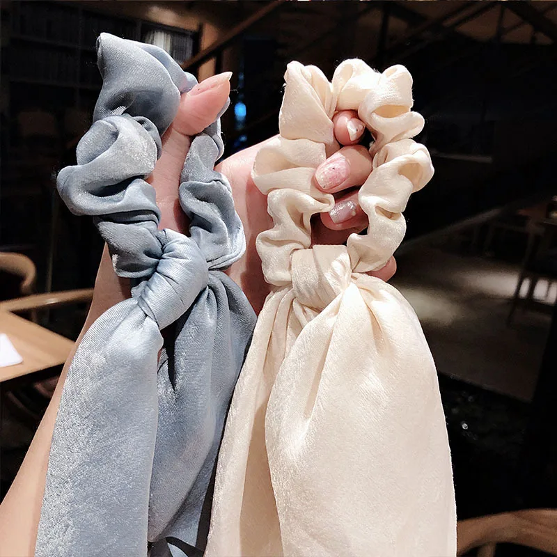

Silk Hair Scarf Scrunchies Women Elastic Hair Bands Hair Rubber Rope Crunchy Hair Ties Ribbon Scrunchie Girl Hair Accessories