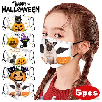 

5PCS Colorful Variety Design Leisurely Sports Fashion Face Mask Kids Children Halloween Funny Prints Outdoor Reusable Cover