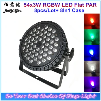 

8pcs/Lot With Flycase LED Flat Slim Par Indoor Light 54x3W LED RGBW DMX Led Par Wash Light Flat Par Powercon Can Party KTV Disco