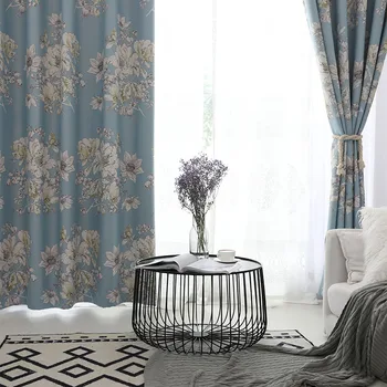 

Modern Curtains for Living Dining Room Bedroom Simple Chinese Printing Fabric Curtains Available In Two Colors Customization