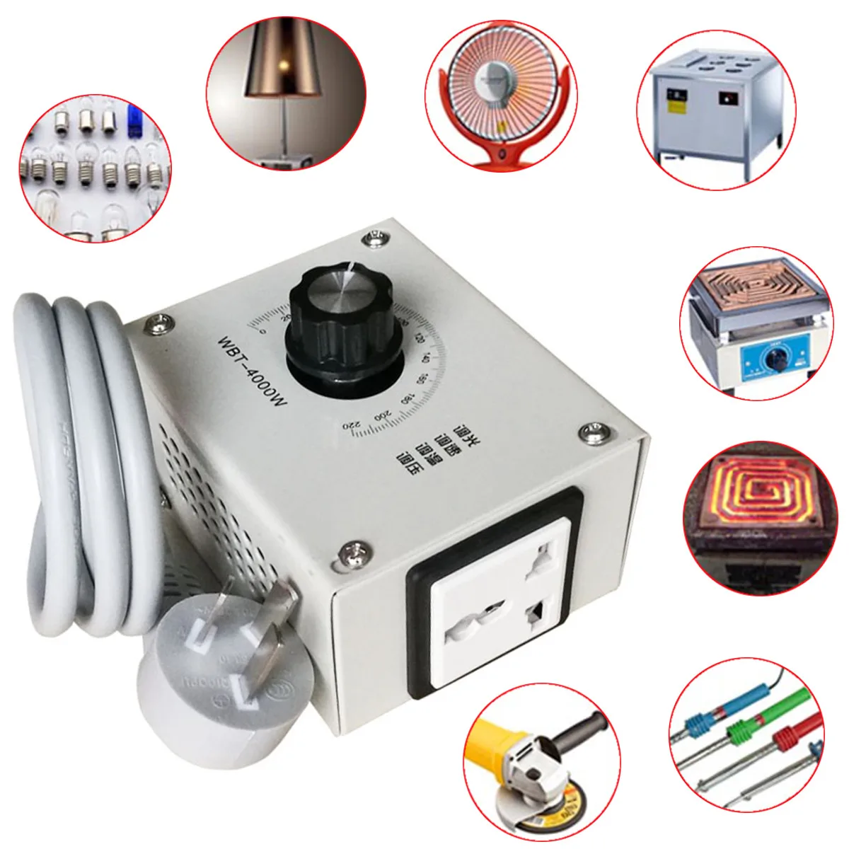 4000W AC 220V Variable Voltage Controller For Fan Speed Motor Temperature Dimmer