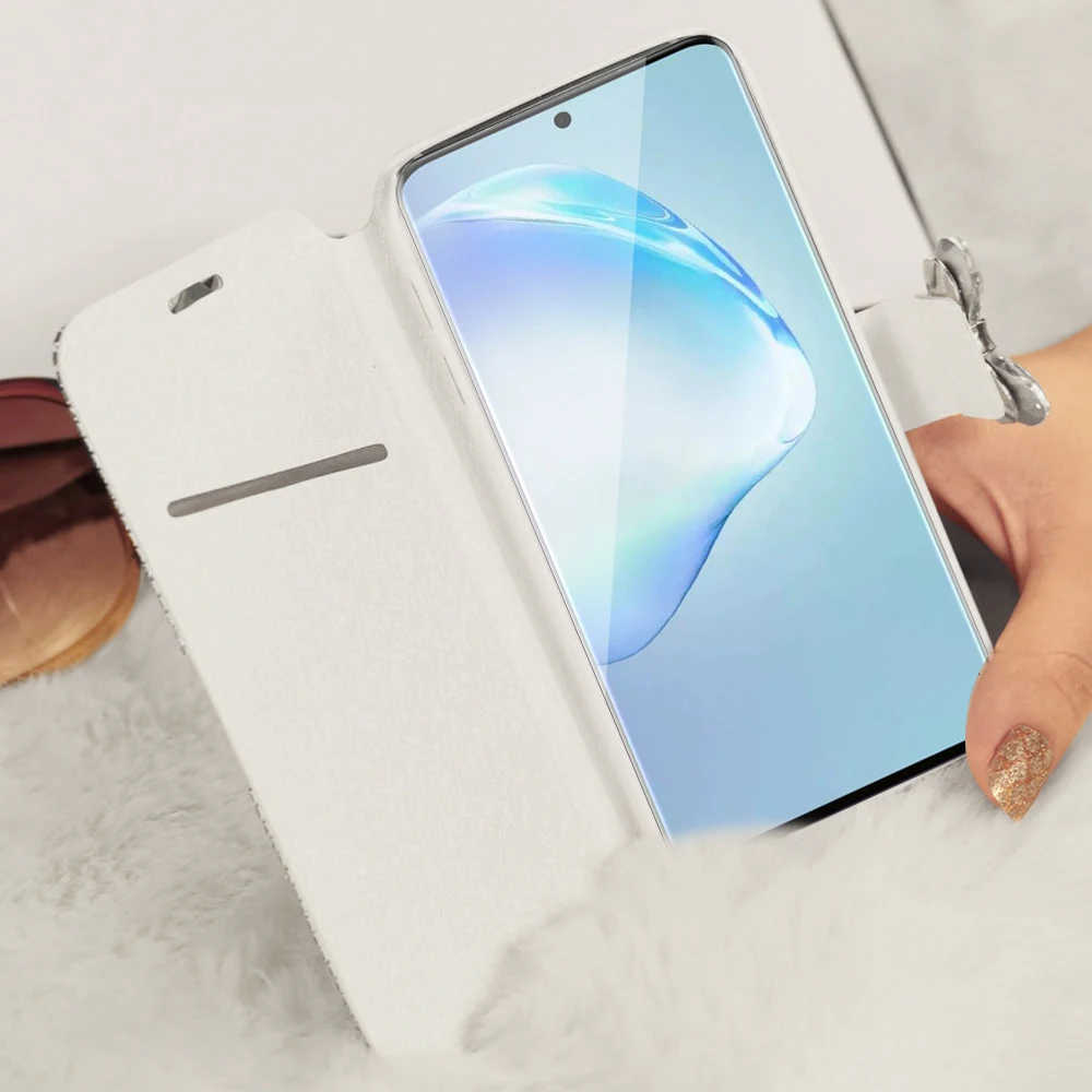 Кожаный чехол книжка с бриллиантами для Samsung Galaxy S20 Ultra Note10 Plus 5G S10 S9 S8 S10e S7 S6 Edge