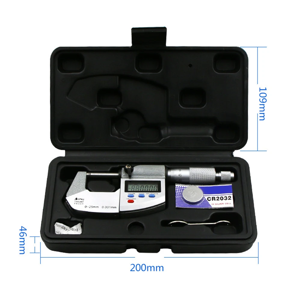 Large Screen External Diameter Micrometer 0-25mm Spiral Micrometer Measurement Tool