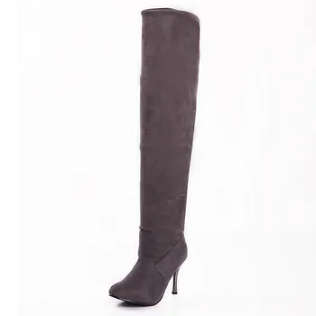 

Winter Women Boots Sexy Ladies Over the Knee Boots Faux Suede Thigh High Boots High Heels Woman Shoes Plus Size 34-43 XKD2119