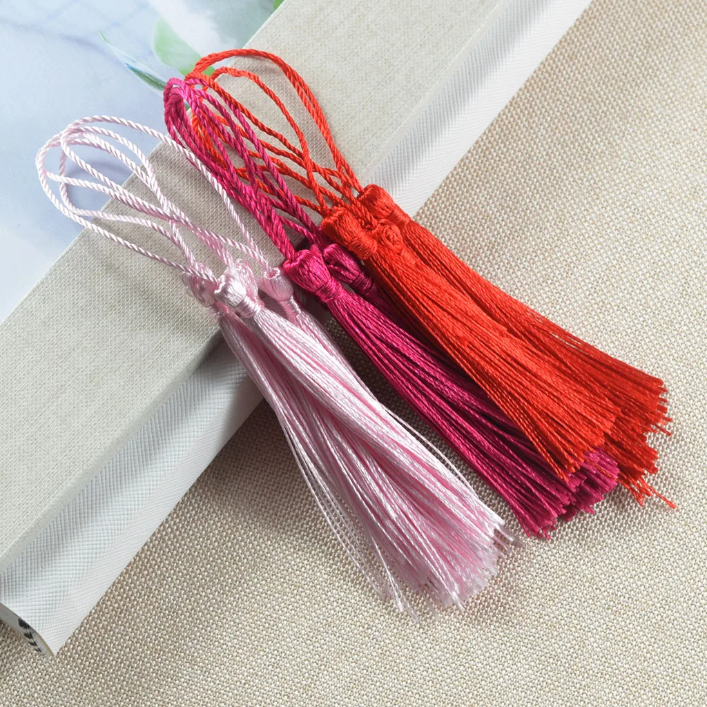 30 Pieces Multicolored Silky Handmade Soft Craft Mini Tassels With Loops