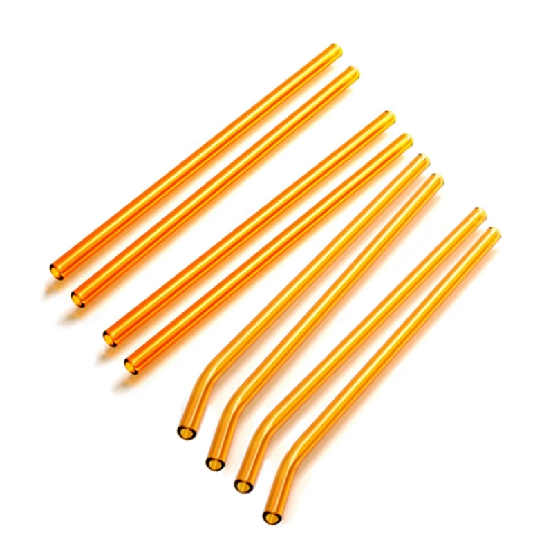 

8pcs High Borosilicate Glass Straws Eco Friendly Reusable Drinking Straw for Smoothies Cocktails Bar,O.D.8mm,L.200mm,Glass tube