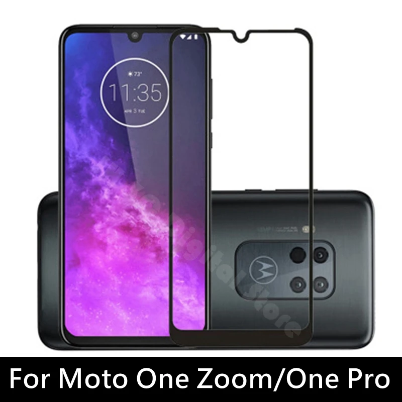 Полное покрытие протектор экрана закаленное стекло для Motorola Moto One Zoom Взрывозащищенная защитная стеклянная пленка для Moto One Pro