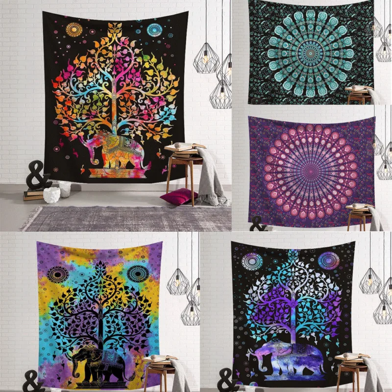 

Hot Sell Tapestry Wall Hanging Polyester Indian Mandala Pattern Blanket Home Decoration Yoga Multifunction Mat Small Dropshiping