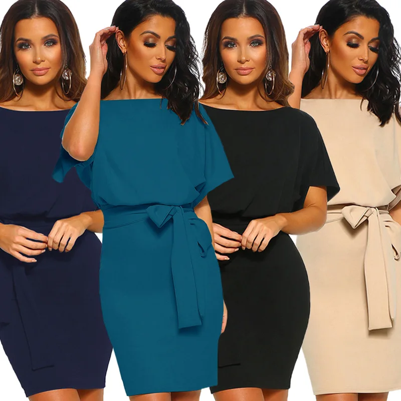 LADY Fashion Slim Sashes Casual Dress Women Summer Mini Dress Bandage Wrap Package Hips Sexy LADY Fashion Slim Sashes Casual Dress Women Summer Mini Dress Bandage Wrap Package Hips Sexy