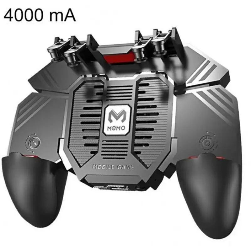 2019 New AK77 Six Finger All-in-One Mobile Game Controller with Dual Fan Free Fire Key Button Joyst