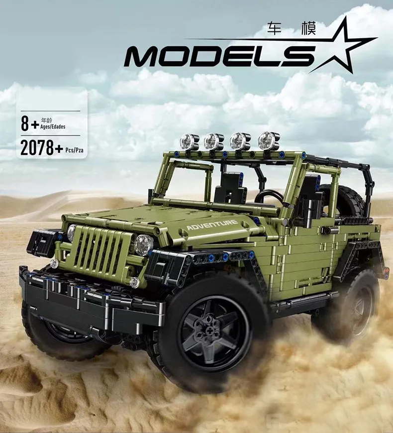 

MOC Technic Series RC Jeeps Wrangler Adventure Off-road vehicle Model Building Blocks Bricks Compatible legoed Toys DIY Gifts