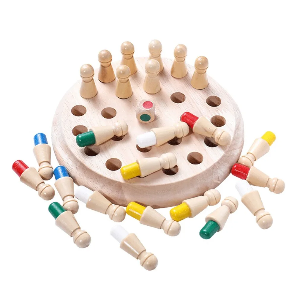 Wooden Memory Match Chess Game Children Puzzle Educational 3D Puzzles Toys