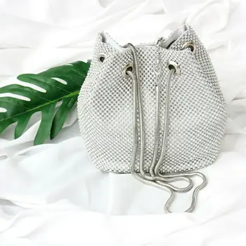 

Women Diamond Party Banquet Shoulder Crossbody Chain Summer Dinner Bucket Bag Rhinestone Large Bucket Women Evening Banquet Bag