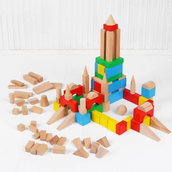 

Color construction set, 100 parts, in a wooden box