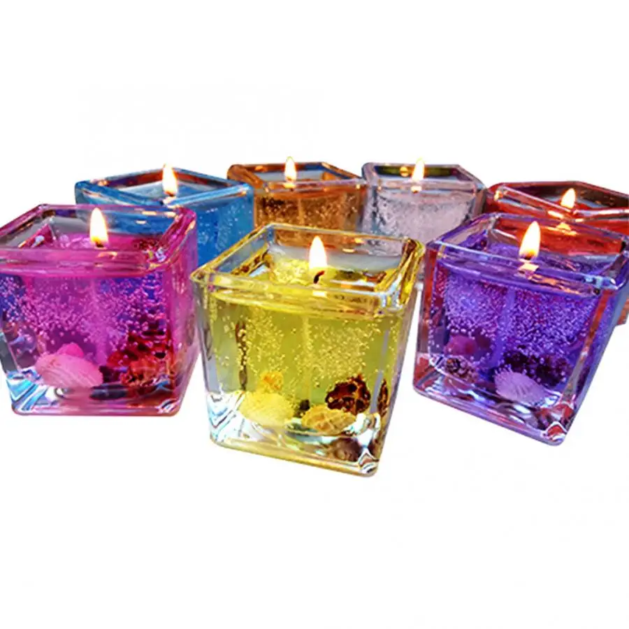 

3Pcs DIY Hand-Made Transparent Crystal Jelly Cup Candle Material with Wicks Colorful Candle 2019 New Arrival Dropshipping