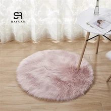RAYUAN роскошный круглый розовый ковер из овчины, искусственный коврик, подушка для сиденья, мех, простой пушистый мягкий коврик, 30-140 см