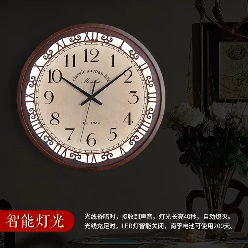 Large Wood Wall Clock Color:Style 10 LED;Sheet Size:14 inch