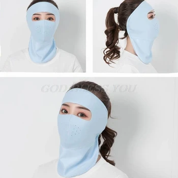 

Women Thin Breathable Ice Silk Sunscreen Long Neck Full Face Mask Summer UV Protection Cycling Outdoor Beach Earloop Respirator