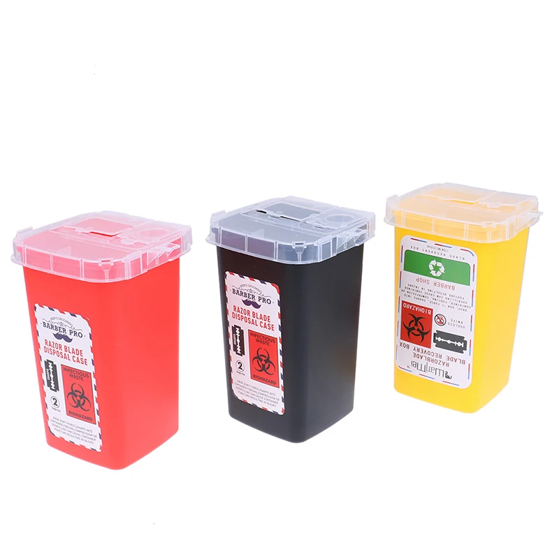 Plastic Sharps Container Medical Needles Bin Biohazard Tattoo Piercing Needles Disposal Collect Box Tattoo Artist Waste Box
